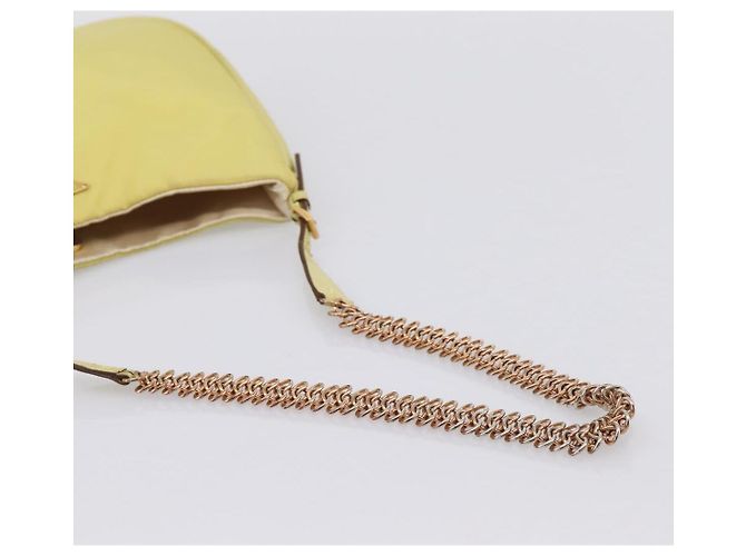 Borsa a Tracolla con Catena PRADA Nylon Giallo Tono Oro Auth 198491A - vista 7
