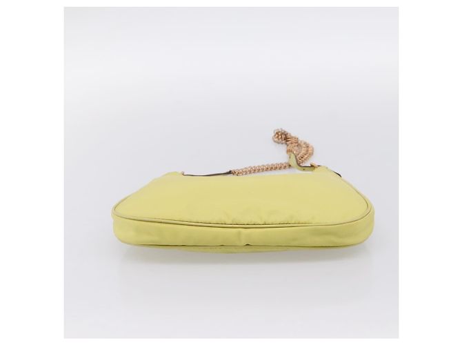 Borsa a Tracolla con Catena PRADA Nylon Giallo Tono Oro Auth 198491A - vista 9