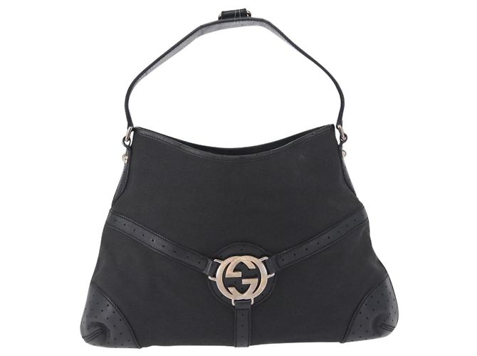 Borsa a tracolla GUCCI Interlocking Canvas Black Silver 114879 Auth am12452A Nero Argento - vista 2