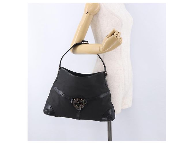 Borsa a tracolla GUCCI Interlocking Canvas Black Silver 114879 Auth am12452A Nero Argento - vista 23