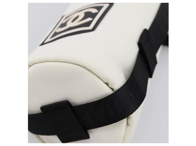 CHANEL Sport-Getränkehalter Nylon White Black CC Auth ka5764A Schwarz Weiß - Ansicht 10