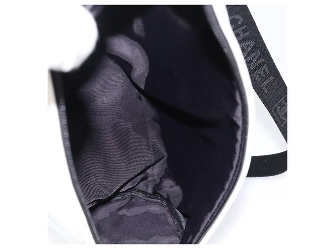 CHANEL Sport-Getränkehalter Nylon White Black CC Auth ka5764A Schwarz Weiß - Ansicht 19