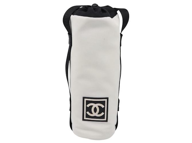 CHANEL Sport-Getränkehalter Nylon White Black CC Auth ka5764A Schwarz Weiß - Ansicht 2