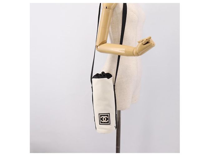 CHANEL Sport-Getränkehalter Nylon White Black CC Auth ka5764A Schwarz Weiß - Ansicht 23