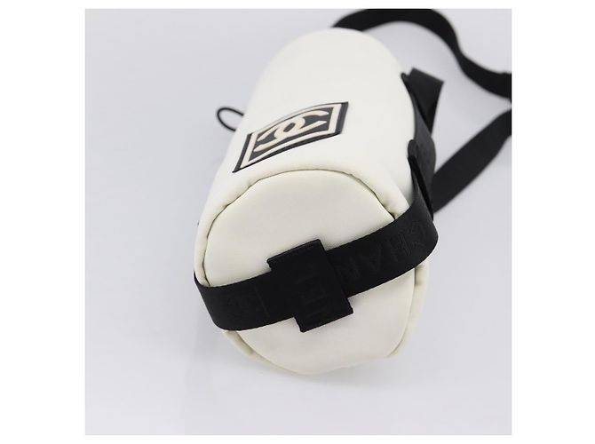 CHANEL Sport-Getränkehalter Nylon White Black CC Auth ka5764A Schwarz Weiß - Ansicht 9