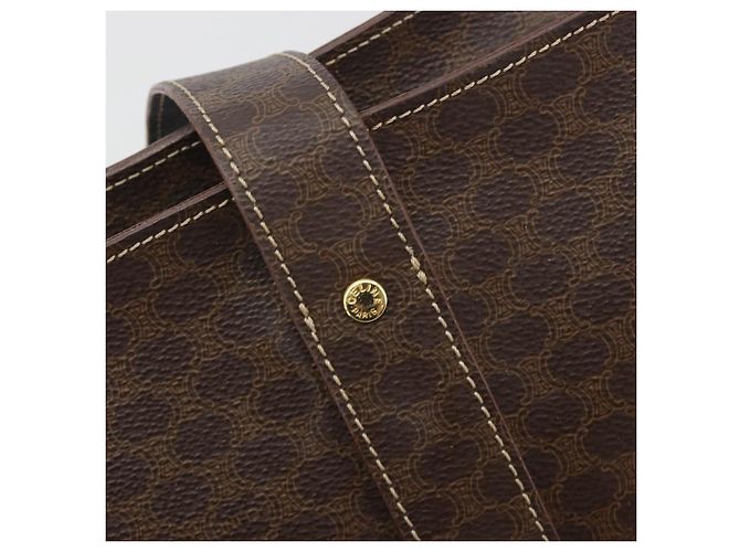 Céline Borsa Tote CELINE Macadam Canvas PVC Pelle Marrone Oro Auth mr2848 D'oro - vista 14