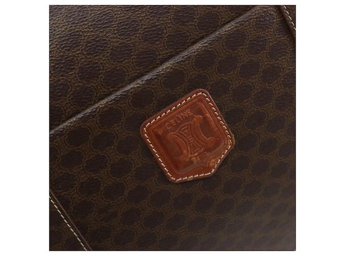 Céline Borsa Tote CELINE Macadam Canvas PVC Pelle Marrone Oro Auth mr2848 D'oro - vista 15