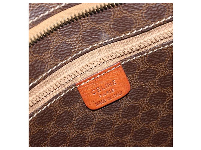 Céline Borsa Tote CELINE Macadam Canvas PVC Pelle Marrone Oro Auth mr2848 D'oro - vista 17