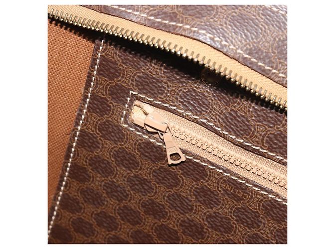 Céline Borsa Tote CELINE Macadam Canvas PVC Pelle Marrone Oro Auth mr2848 D'oro - vista 21