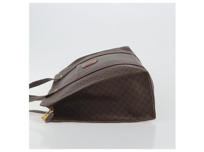 Céline Borsa Tote CELINE Macadam Canvas PVC Pelle Marrone Oro Auth mr2848 D'oro - vista 5