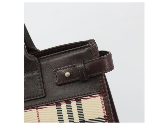 Borsa a mano BURBERRY Nova Check Canvas Beige Silver Auth 198650 Argento - vista 14