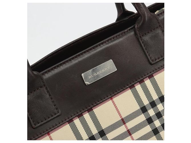 Borsa a mano BURBERRY Nova Check Canvas Beige Silver Auth 198650 Argento - vista 15