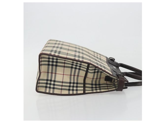 Borsa a mano BURBERRY Nova Check Canvas Beige Silver Auth 198650 Argento - vista 4