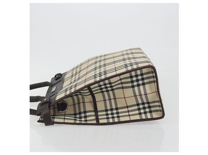 Borsa a mano BURBERRY Nova Check Canvas Beige Silver Auth 198650 Argento - vista 5
