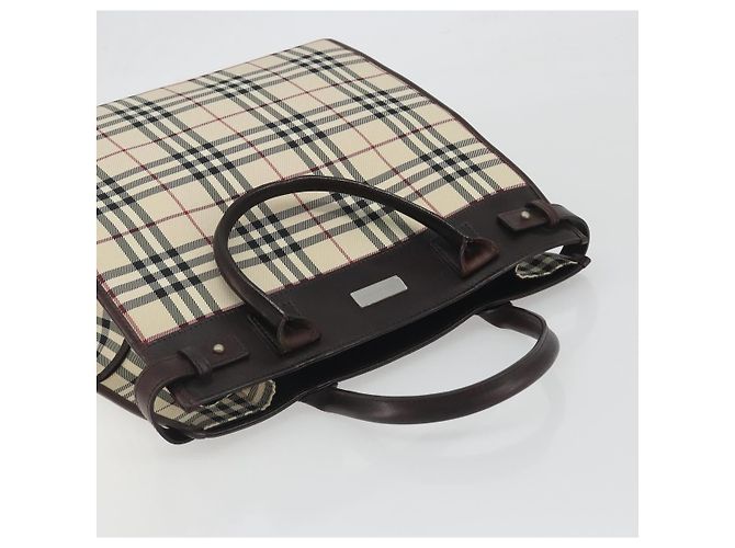 Borsa a mano BURBERRY Nova Check Canvas Beige Silver Auth 198650 Argento - vista 6