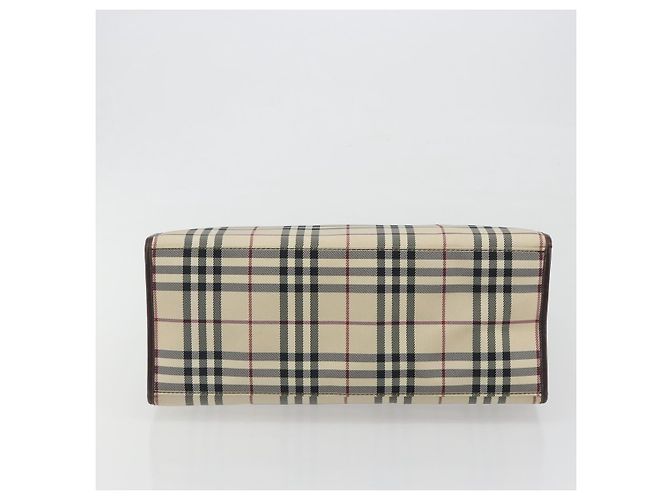 Borsa a mano BURBERRY Nova Check Canvas Beige Silver Auth 198650 Argento - vista 9