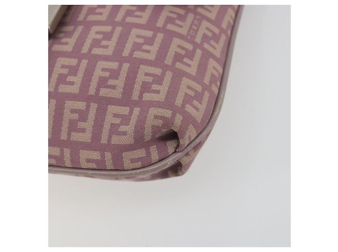 FENDI Zucchino Canvas Mamma Baguette Schultertasche Lila 8BT075 Auth BA14896A Silber - Ansicht 10