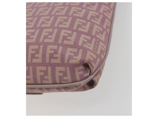 FENDI Zucchino Canvas Mamma Baguette Schultertasche Lila 8BT075 Auth BA14896A Silber - Ansicht 12