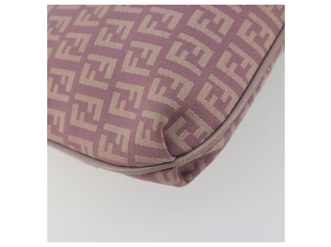 FENDI Zucchino Canvas Mamma Baguette Schultertasche Lila 8BT075 Auth BA14896A Silber - Ansicht 13