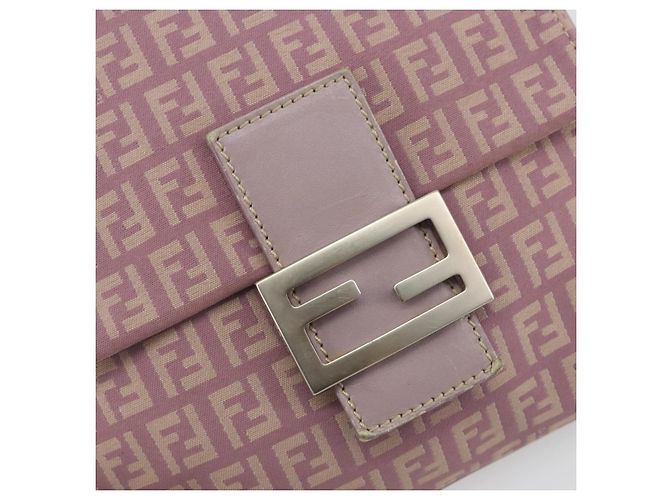 FENDI Zucchino Canvas Mamma Baguette Schultertasche Lila 8BT075 Auth BA14896A Silber - Ansicht 14