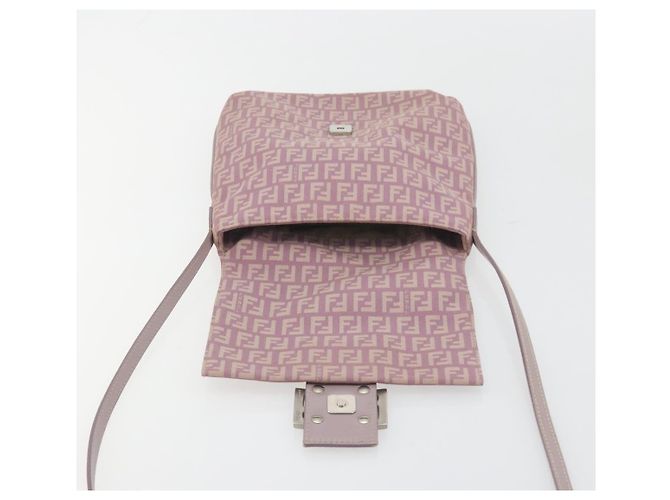 FENDI Zucchino Canvas Mamma Baguette Schultertasche Lila 8BT075 Auth BA14896A Silber - Ansicht 15