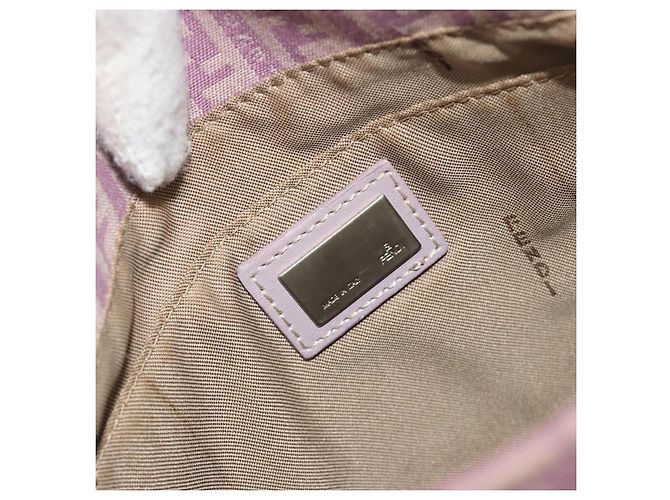 FENDI Zucchino Canvas Mamma Baguette Schultertasche Lila 8BT075 Auth BA14896A Silber - Ansicht 17