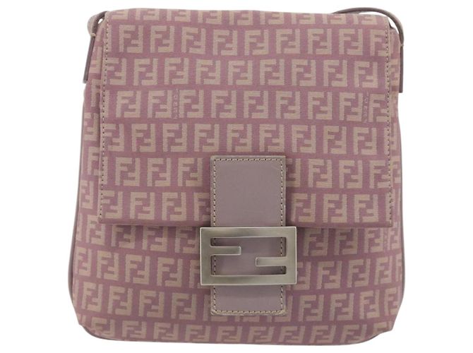 FENDI Zucchino Canvas Mamma Baguette Schultertasche Lila 8BT075 Auth BA14896A Silber - Ansicht 2