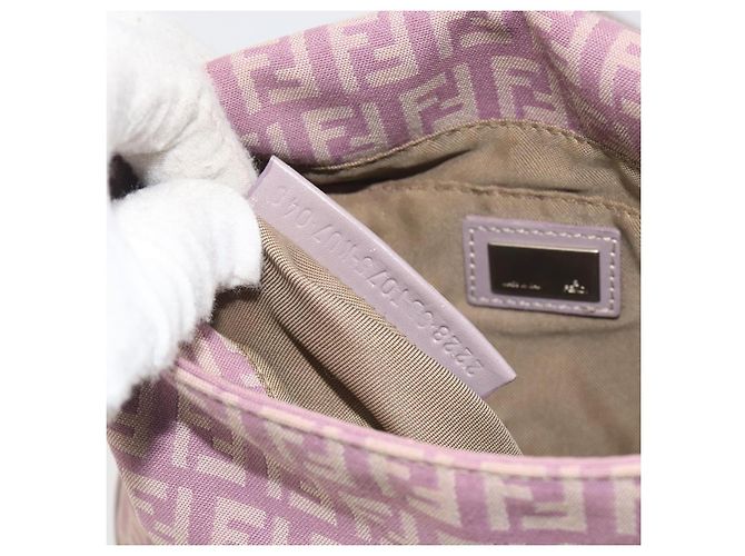 FENDI Zucchino Canvas Mamma Baguette Schultertasche Lila 8BT075 Auth BA14896A Silber - Ansicht 22