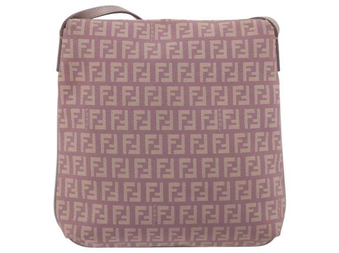 FENDI Zucchino Canvas Mamma Baguette Schultertasche Lila 8BT075 Auth BA14896A Silber - Ansicht 3