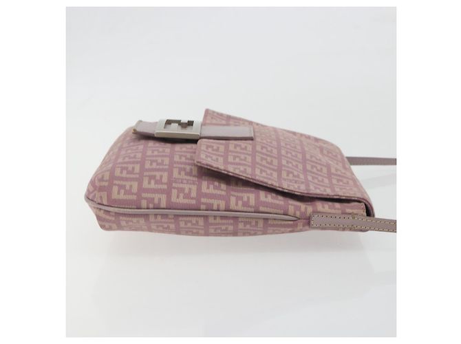 FENDI Zucchino Canvas Mamma Baguette Schultertasche Lila 8BT075 Auth BA14896A Silber - Ansicht 4
