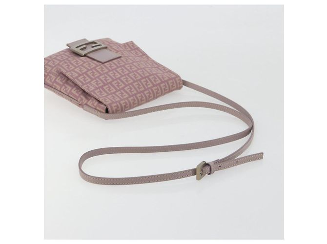 FENDI Zucchino Canvas Mamma Baguette Schultertasche Lila 8BT075 Auth BA14896A Silber - Ansicht 7