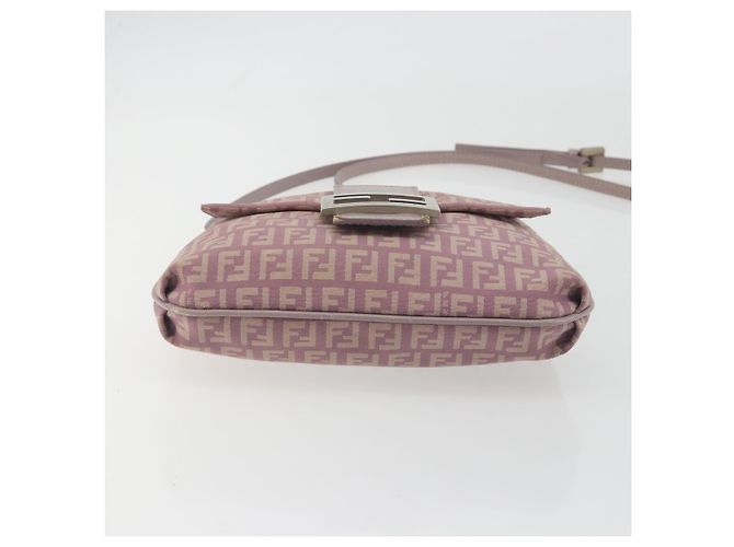 FENDI Zucchino Canvas Mamma Baguette Schultertasche Lila 8BT075 Auth BA14896A Silber - Ansicht 9