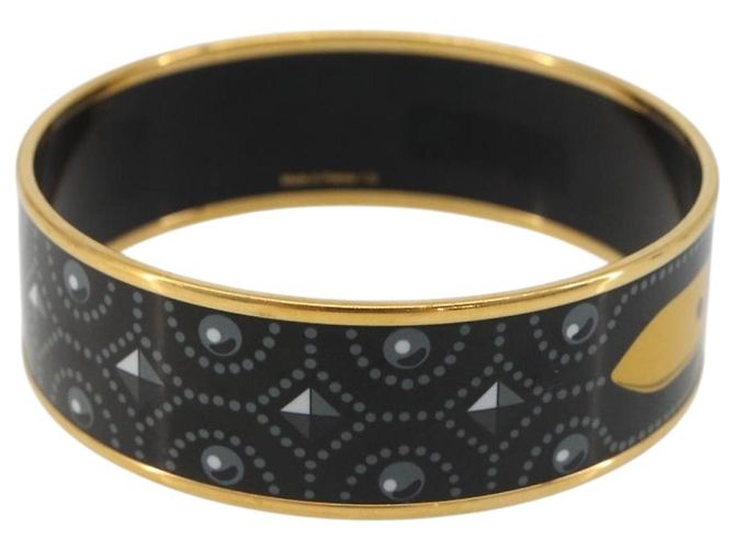 Hermès HERMES Email MM Bracelet Metal Black Gold Auth 198832M Nero D'oro - vista 3