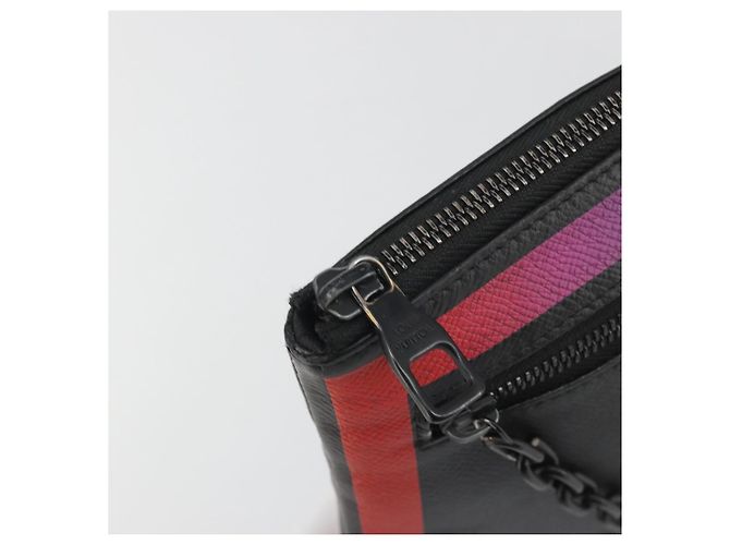 LOUIS VUITTON taiga rainbow Chain Pochette A4 Bag Black M30347 LV Auth 195606A Nero - vista 14