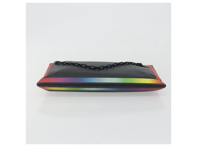 LOUIS VUITTON taiga rainbow Chain Pochette A4 Bag Black M30347 LV Auth 195606A Nero - vista 7
