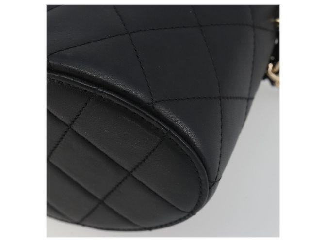 CHANEL Matelasse Chain Shoulder Vanity Bag aus schwarzem Lammleder CC Auth 198651SAM - Ansicht 12