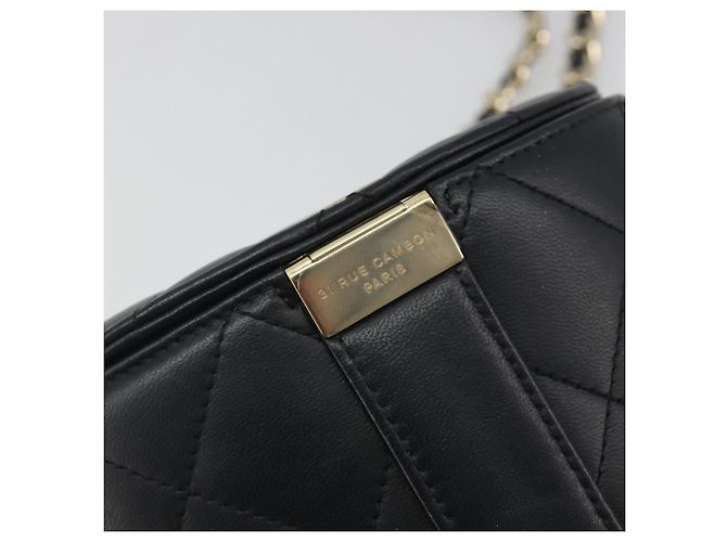 CHANEL Matelasse Chain Shoulder Vanity Bag aus schwarzem Lammleder CC Auth 198651SAM - Ansicht 16