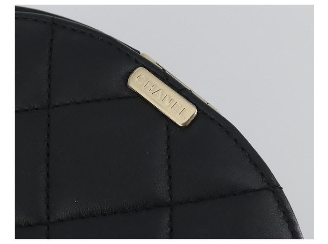 CHANEL Matelasse Chain Shoulder Vanity Bag aus schwarzem Lammleder CC Auth 198651SAM - Ansicht 17