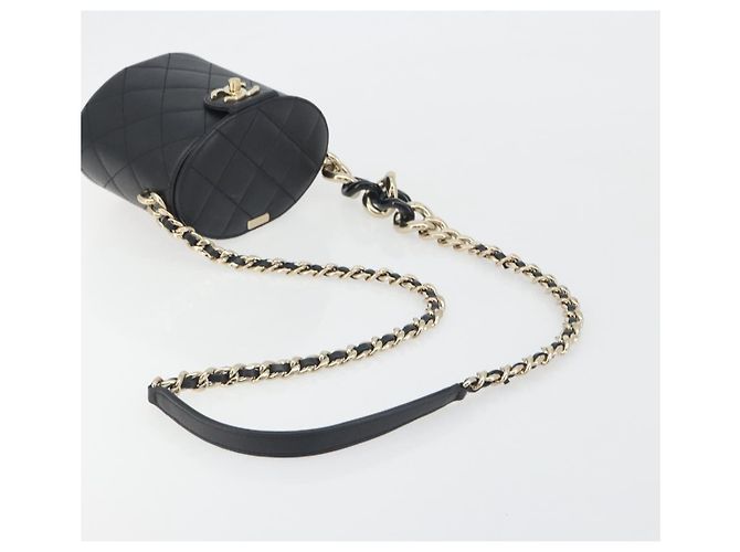 CHANEL Matelasse Chain Shoulder Vanity Bag aus schwarzem Lammleder CC Auth 198651SAM - Ansicht 7