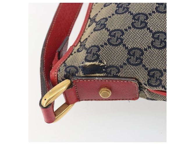 Borsa a tracolla GUCCI GG Canvas Abbey Navy Gold 131326 Auth 196328 D'oro Blu navy - vista 14
