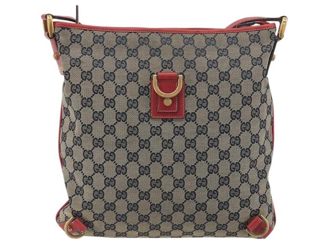 Borsa a tracolla GUCCI GG Canvas Abbey Navy Gold 131326 Auth 196328 D'oro Blu navy - vista 2