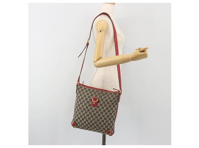 Borsa a tracolla GUCCI GG Canvas Abbey Navy Gold 131326 Auth 196328 D'oro Blu navy - vista 24