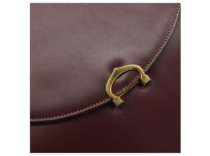 Borsa a mano CARTIER in pelle Bordeaux tono oro Auth BA14995 Bordò - vista 14
