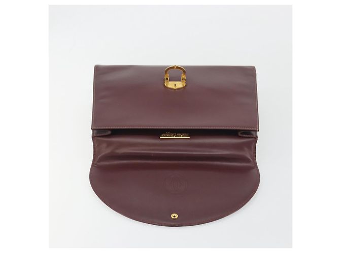 Borsa a mano CARTIER in pelle Bordeaux tono oro Auth BA14995 Bordò - vista 15
