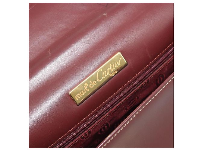 Borsa a mano CARTIER in pelle Bordeaux tono oro Auth BA14995 Bordò - vista 16