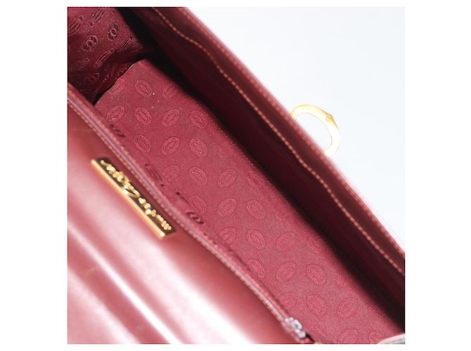 Borsa a mano CARTIER in pelle Bordeaux tono oro Auth BA14995 Bordò - vista 17