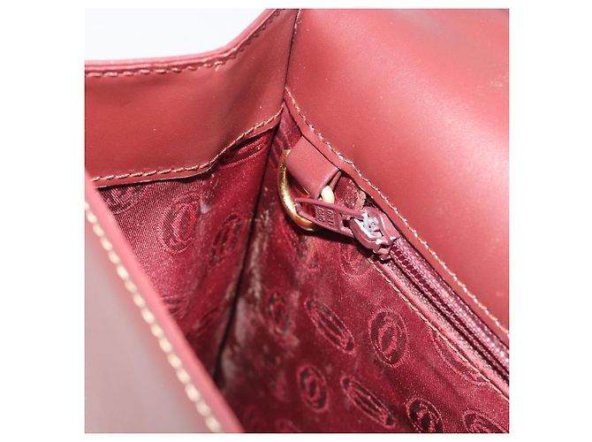 Borsa a mano CARTIER in pelle Bordeaux tono oro Auth BA14995 Bordò - vista 20