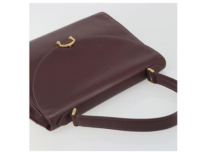 Borsa a mano CARTIER in pelle Bordeaux tono oro Auth BA14995 Bordò - vista 6