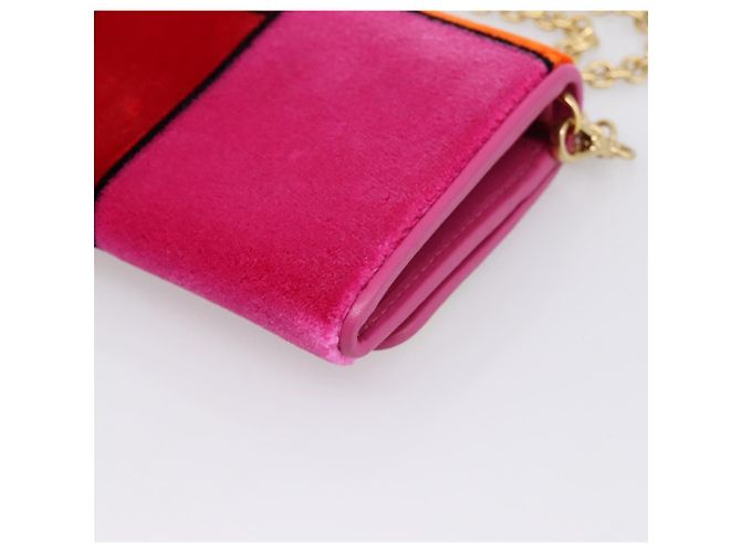 Cartera larga PRADA Velor Red Gold Auth 197223M Roja Dorado - vista 11