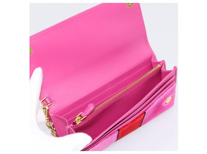 Cartera larga PRADA Velor Red Gold Auth 197223M Roja Dorado - vista 14